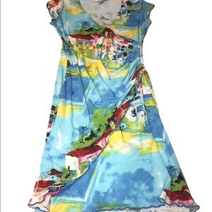 JOSEPH RIBKOFF $219 Stretch Colorful Crossover Dress Size 10